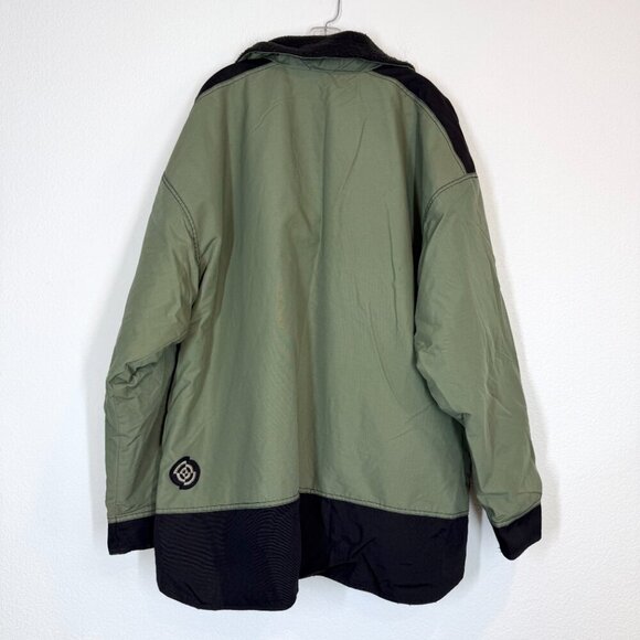 Vintage Jacket Coat Green Black Full Zip Quilted Lining 80s 90s Live Wire XL - Picture 2 of 15